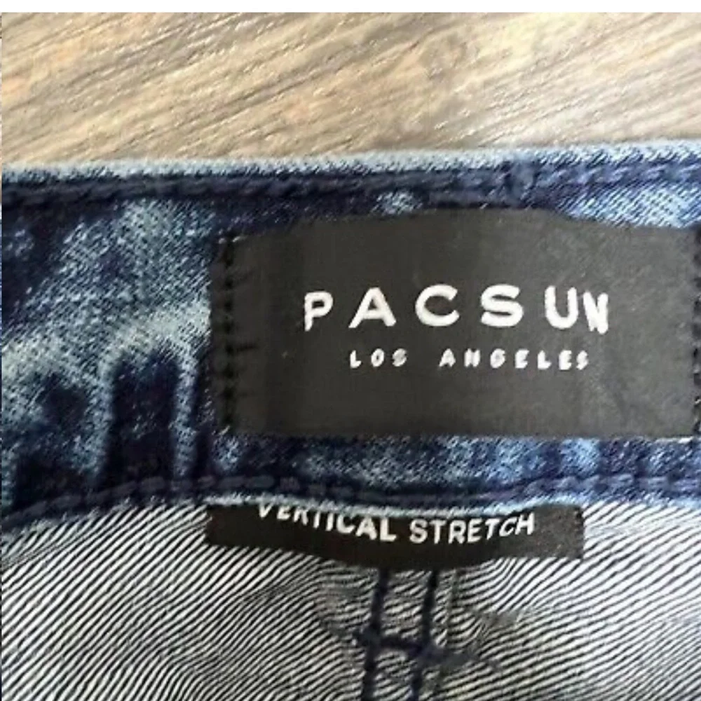 Pac Sun Vertical Stretch Jeans 34X33 Stacked Skinny White Side Paint Stripe - Picture 4 of 10